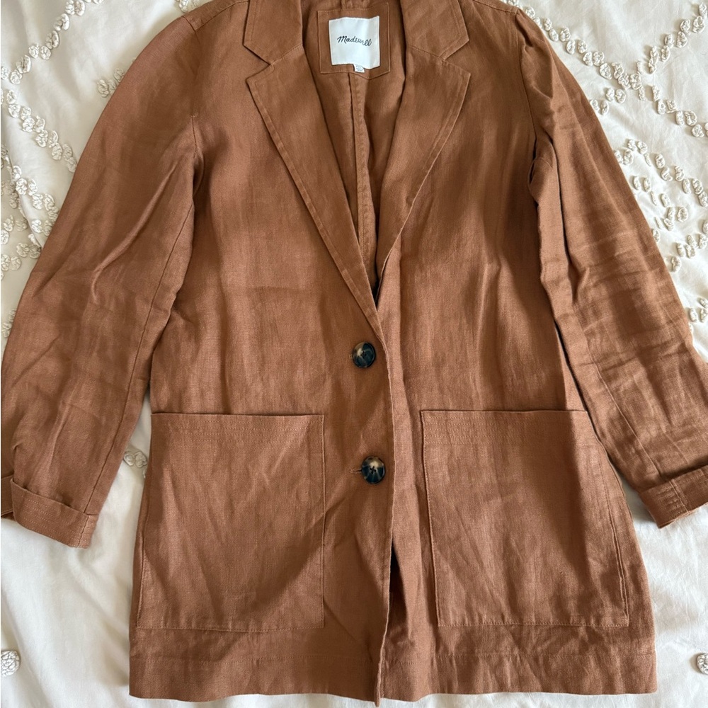 Madewell Brown Linen Blazer